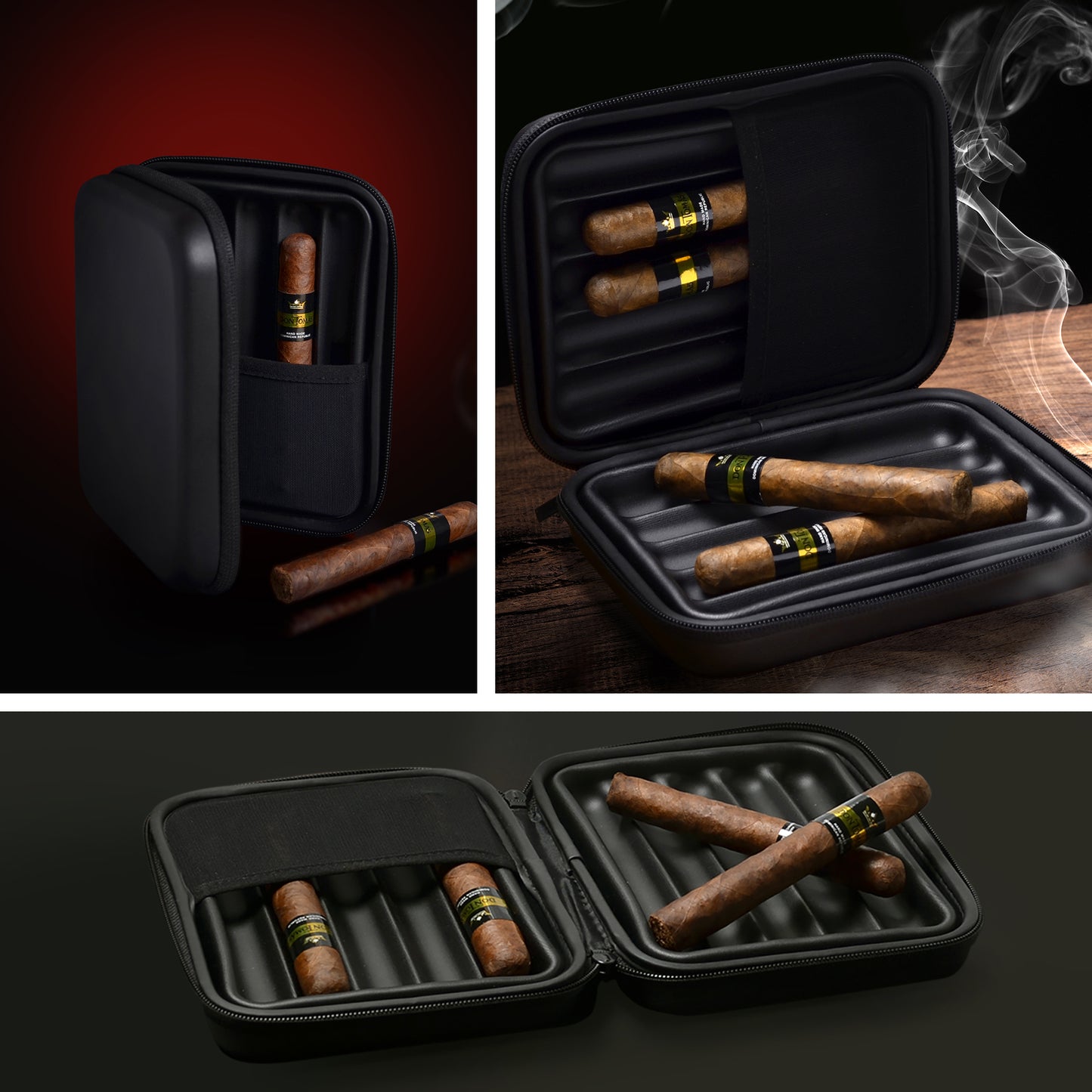 HIRQUITICKE EVA Cigar Case Travel holds up 10 Cigars - Lined Cigar Humidor - Humidor Case for Men with Matt Surface